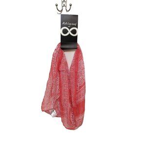 HE Oblong Scarf Coral Pink Polyester Multi Loop